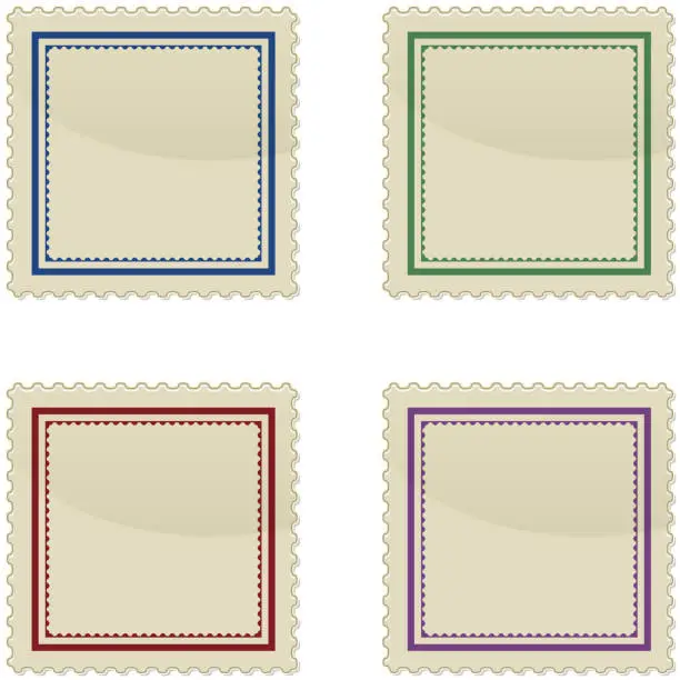 Vector illustration of Set of stamp, square shape