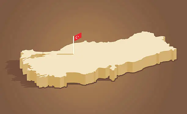 Vector illustration of 3D image of the country Turkey