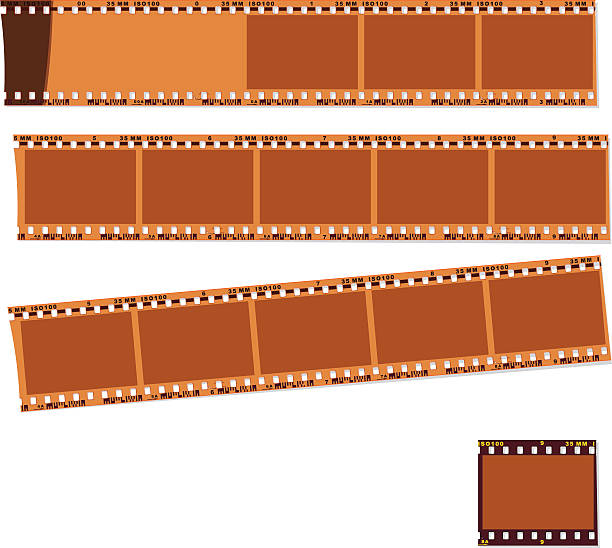 negative film and slide 35mm negative film and slide. shadows on seperate layer. negative image technique stock illustrations