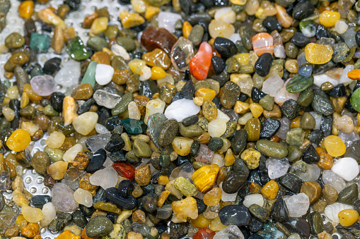 Pebbles of different sizes, colors and textures