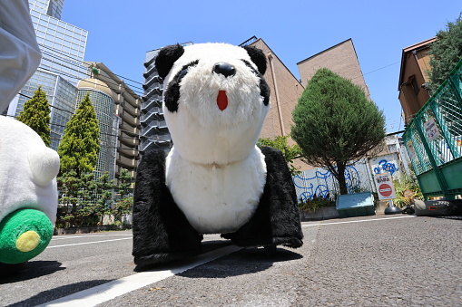 Tokyo May 3 2023: panda car in Tokyo, in Hanayashiki, Hanayashiki is one of oldest amusement park in Japan.