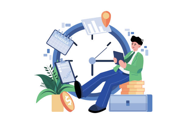 istock Businessman With His Schedule Illustration concept. A flat illustration isolated on white background 1624881873