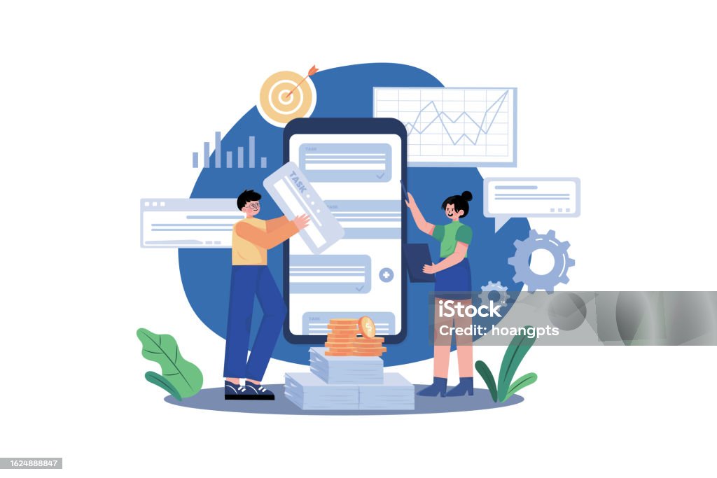 Business Task Management Illustration Concept A Flat Illustration ...