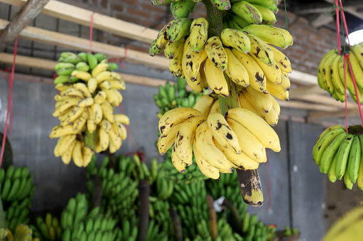 Hanging banana on fruit market