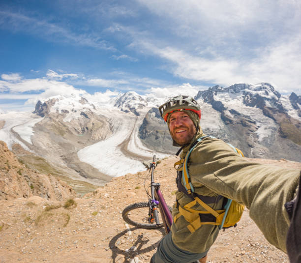 istock Man selfie mountain biking 1624900691