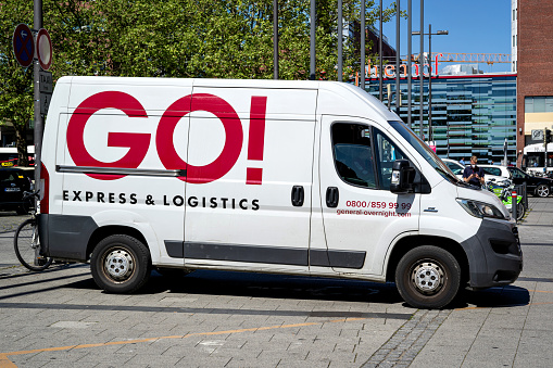 Kiel, Germany - June 16, 2021: GO! General Overnight Fiat Ducato delivery van