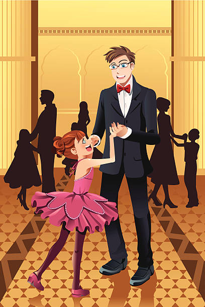 ilustrações de stock, clip art, desenhos animados e ícones de dança pai com a filha - pai e filha a dançar