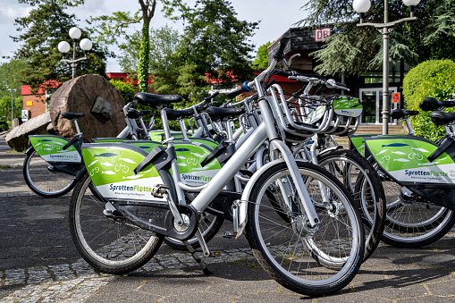 Eckernförde, Germany - June 15, 2021: SprottenFlotte bikes at Eckernförde station