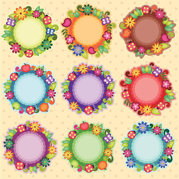 Funky Floral Frames These ready to use digital frames save your time for making invitation card layouts, front covers, graphic projects and more! You just need your own text to make it a complete and lovely design! ladybug frame border clip art stock illustrations