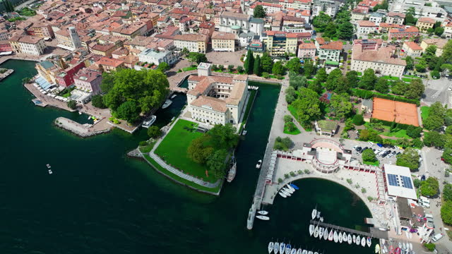 Aerial view of city Riva del Garda and Lago di Garda