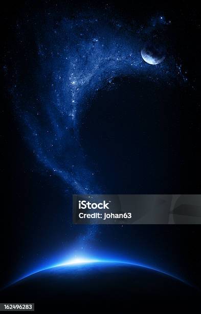 Earth And Moon Interconnected With Starfield Stock Photo - Download Image Now - Moon, Moon Surface, Planetary Moon