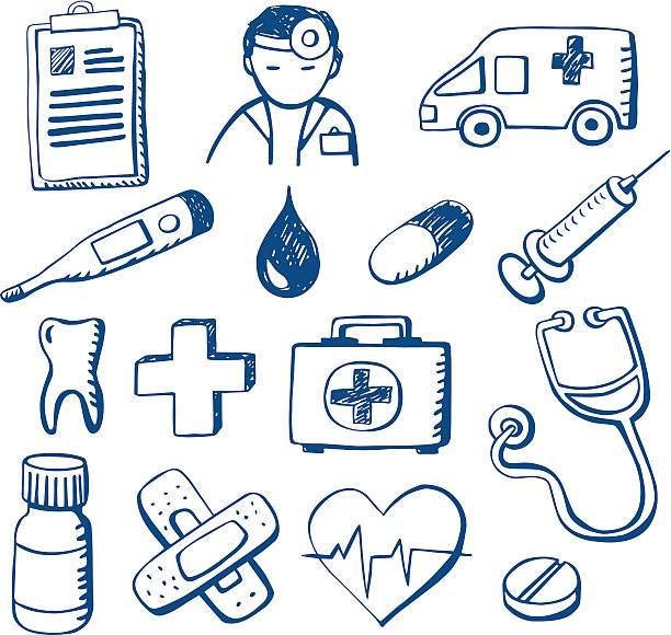 ilustraciones, imágenes clip art, dibujos animados e iconos de stock de medical garabatos - healthcare and medicine medical exam capsule vitamin a