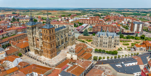 Cathedral of Santa Maria, Palace of Gaudi, Church of Santa Marta in Astorga, province of Leon, region of El Bierzo. Spain