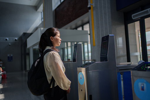 Facial recognition channel in railway station