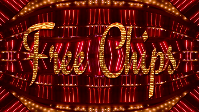Red/Gold Neon Sign - Free Chips
