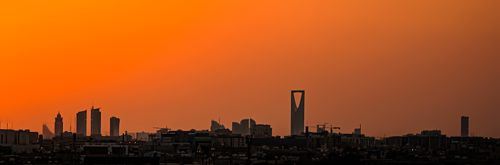 A beautiful panoramic view of Riyadh city during sunset