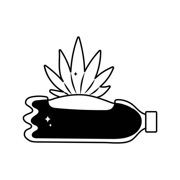 Vector illustration of Bottle plant doodle vector outline Sticker. EPS 10 file