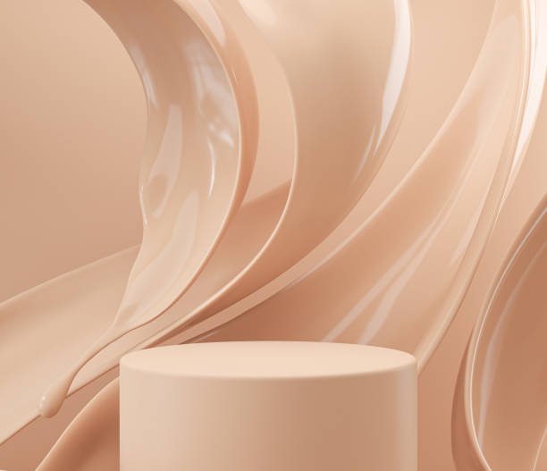 istock minimal pedestal podium display with brown foundation cream. 1625097136