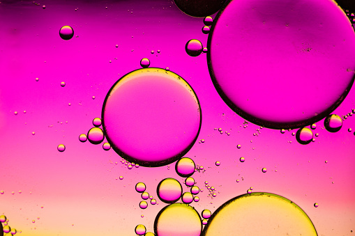 Abstract oil bubbles in water, colorful background