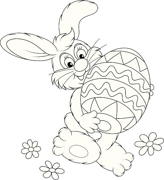 easter bunny - baumwollschwanzkaninchen stock-grafiken, -clipart, -cartoons und -symbole