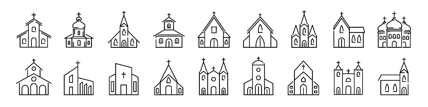 Church icon set. Religion icon set.