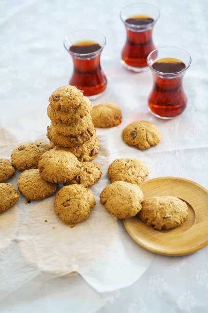 istock Home made cookies served with fresh early gray tea 1625135763
