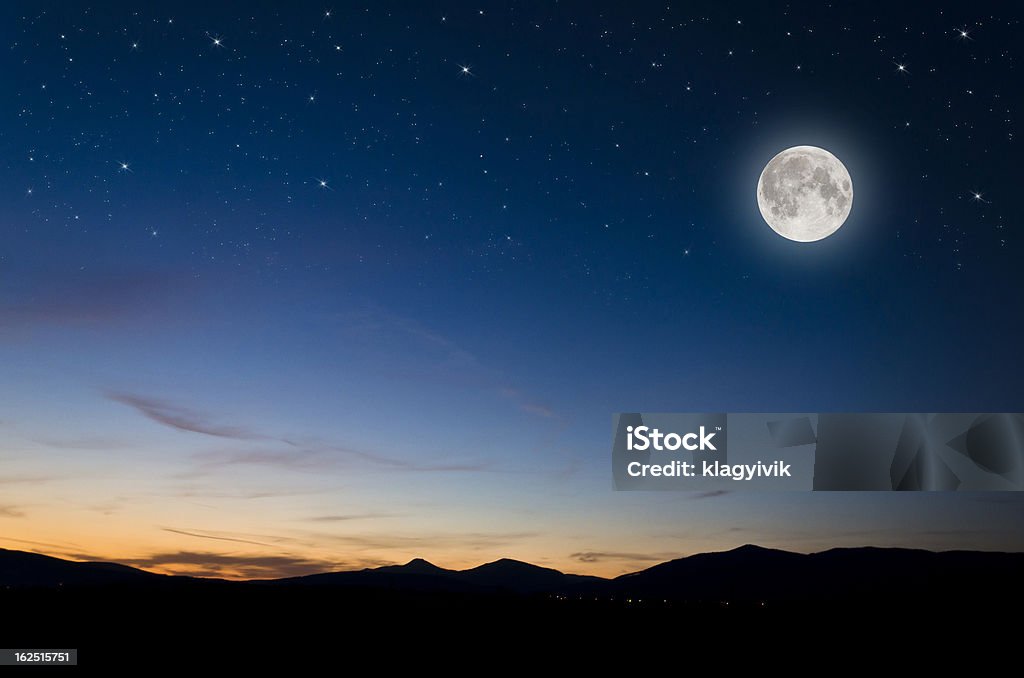 moon over mountains Sky Stock Photo