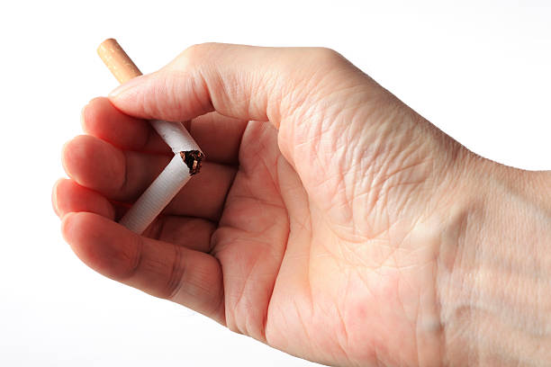 istock Isolated shot of holding broken cigarettes on white background 162516110