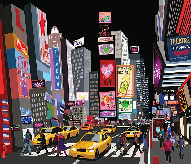 Vector illustration of street in New York city