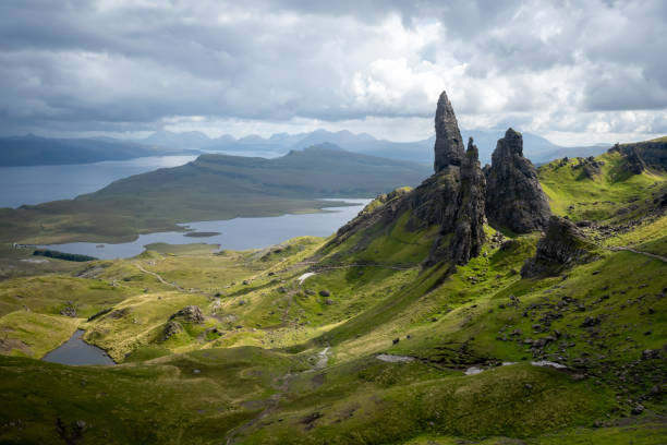Rock formations dominate the hills