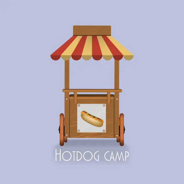 Vector illustration of Hot dog stand. Vector flat style illustration.