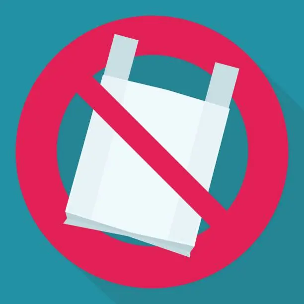 Vector illustration of Ban on plastic bags (flat design)