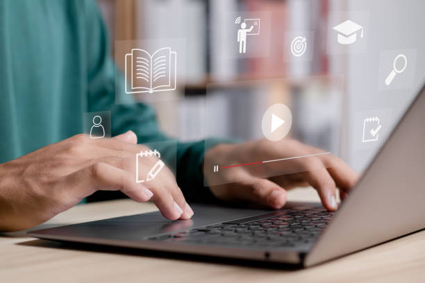 istock E-learning education, internet lessons and online webinar, online education concept, 1625192263