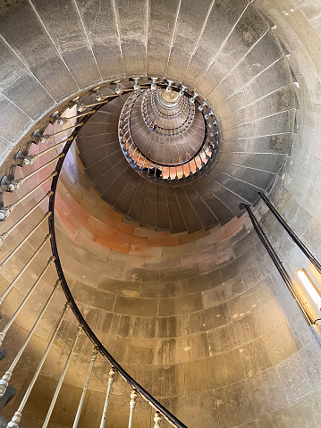 Inside staircase of the Phare des Baleines lighthouse in Saint-Clément-des-Baleines, France