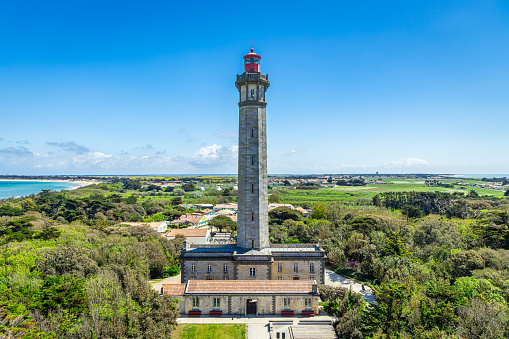 Phare des Baleines lighthouse seen from the old tower in Saint-Clément-des-Baleines, France