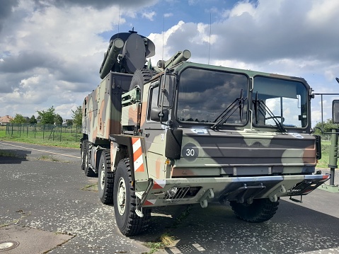German army Roland mobile short-range surface-to-air missile (SAM) system on MAN truck at Gatow Berlin germany 16 august 2023
