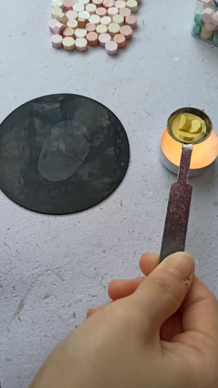 the process of making wax coin from wax bead and wax stamp