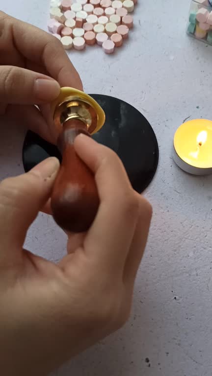 the process of making wax coin from wax bead and wax stamp