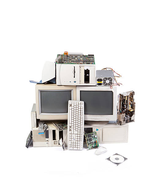 istock Obsolete parts of computers in white background 162523388