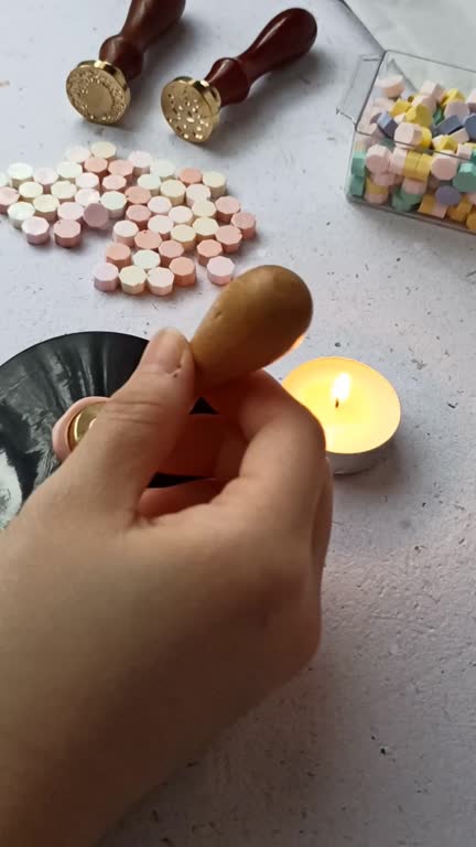 the process of making wax coin from wax bead and wax stamp