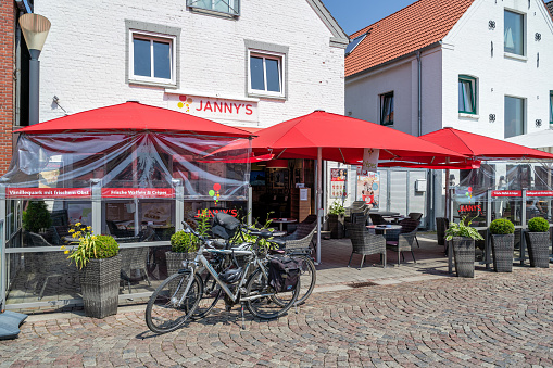 Husum, Germany - June 18, 2021: Janny’s ice cream shop