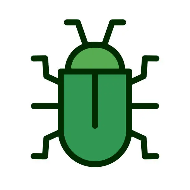 Vector illustration of Green insect icon. Bug. Vector.