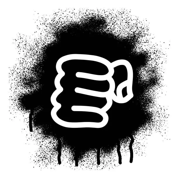 Vector illustration of Stencil graffiti fist hand with black Spray paint