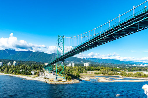 The view of West Vancouver and Lions Gate Bridge, Vancouver, Canada.