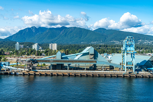 The view of West Vancouver and Pembina Canada Terminals, Vancouver, Canada.