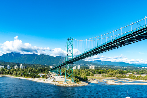 The view of West Vancouver and Lions Gate Bridge, Vancouver, Canada.