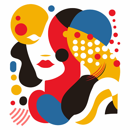 Abstract Portrait of a woman face. Print, design templates Vector illustrations.