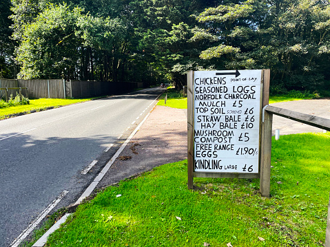 Sign out side a farm shop