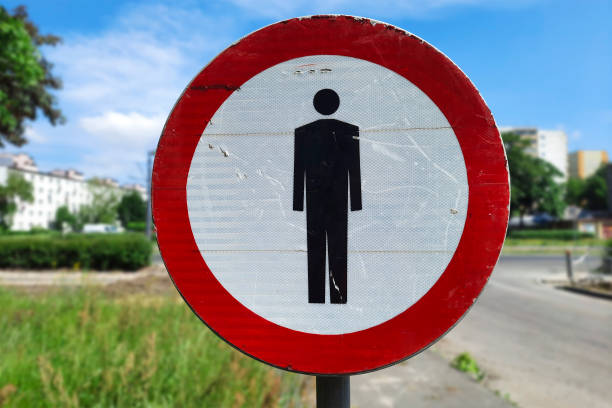 istock Restricted area. Pedestrians prohibited. Prohibitory sign. 1625341989