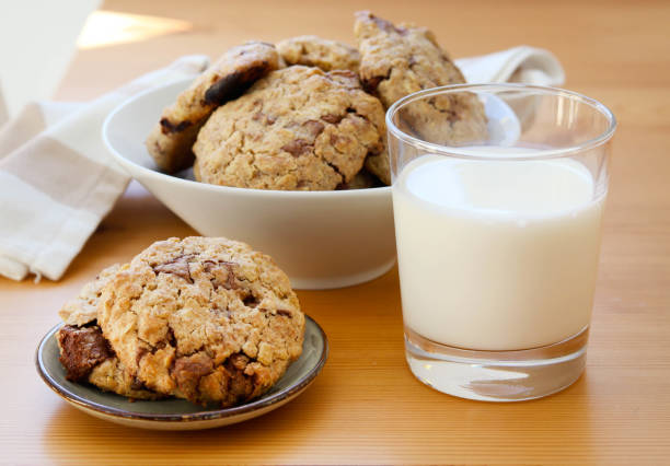 istock Oat and chocolate cookies with milk 1625342259